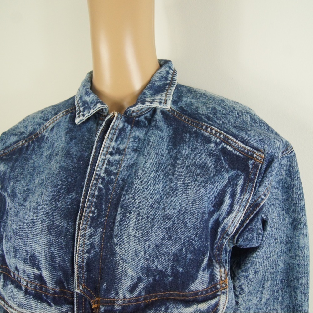 Vintage  80s Acid Wash Denim Jean Jacket - Picture 2 of 6
